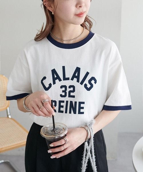 DISCOAT（ディスコート）の「【一枚で着映え◎/WEB限定】ナンバリングリンガーTシャツ（Tシャツ/カットソー・レディース・オフホワイト/ネイビー/イエロー・FREE/SMALL）」の7枚目の写真