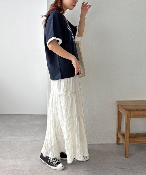 DISCOAT（ディスコート）の「【一枚で着映え◎/WEB限定】ナンバリングリンガーTシャツ（Tシャツ/カットソー・レディース・オフホワイト/ネイビー/イエロー・FREE/SMALL）」の15枚目の写真