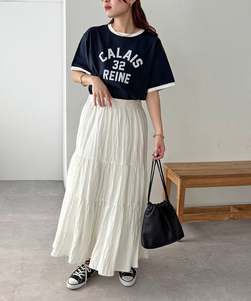 DISCOAT（ディスコート）の「【一枚で着映え◎/WEB限定】ナンバリングリンガーTシャツ（Tシャツ/カットソー・レディース・オフホワイト/ネイビー/イエロー・FREE/SMALL）」の20枚目の写真