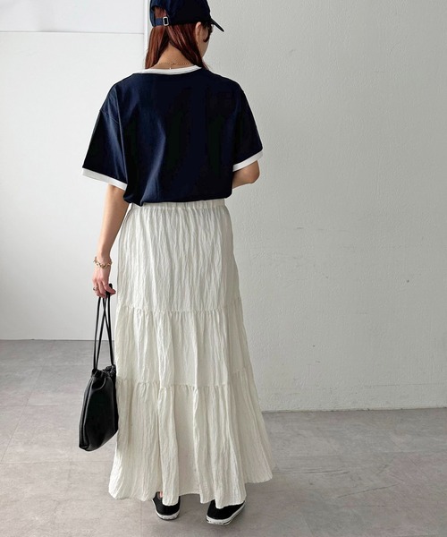 DISCOAT（ディスコート）の「【一枚で着映え◎/WEB限定】ナンバリングリンガーTシャツ（Tシャツ/カットソー・レディース・オフホワイト/ネイビー/イエロー・FREE/SMALL）」の19枚目の写真