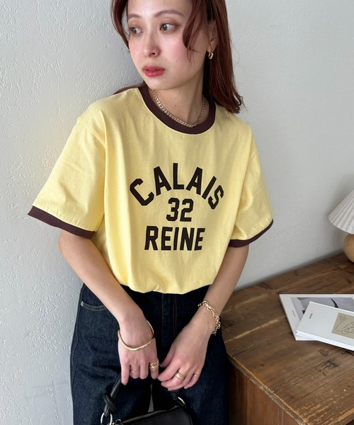 DISCOAT（ディスコート）の「【一枚で着映え◎/WEB限定】ナンバリングリンガーTシャツ（Tシャツ/カットソー・レディース・オフホワイト/ネイビー/イエロー・FREE/SMALL）」の12枚目の写真