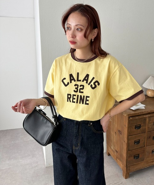 DISCOAT（ディスコート）の「【一枚で着映え◎/WEB限定】ナンバリングリンガーTシャツ（Tシャツ/カットソー・レディース・オフホワイト/ネイビー/イエロー・FREE/SMALL）」の5枚目の写真