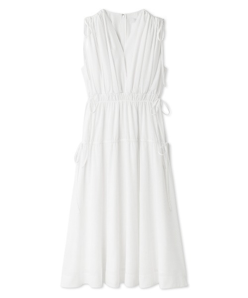 【新品】CELFORD セルフォード　リボンノースリーブワンピース　ホワイト ノースリサイドリボンワンピース(デイリーワンピース)｜DRESS