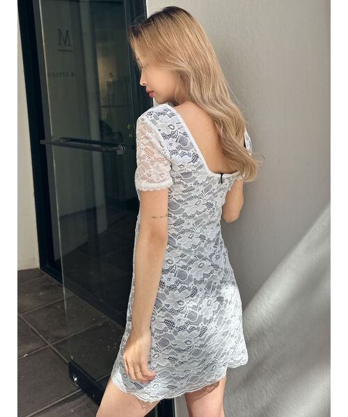 GYDA（ジェイダ）の「ハーフスリーブレースワンピース（ワンピース・レディース・オフホワイト/ブラック・FREE）」の6枚目の写真