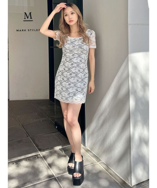 GYDA（ジェイダ）の「ハーフスリーブレースワンピース（ワンピース・レディース・オフホワイト/ブラック・FREE）」の10枚目の写真