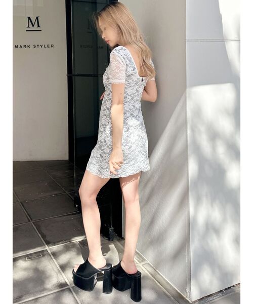 GYDA（ジェイダ）の「ハーフスリーブレースワンピース（ワンピース・レディース・オフホワイト/ブラック・FREE）」の11枚目の写真