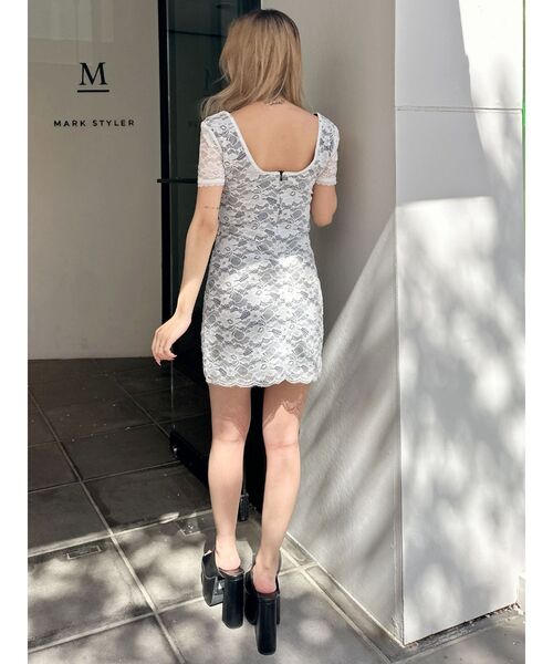 GYDA（ジェイダ）の「ハーフスリーブレースワンピース（ワンピース・レディース・オフホワイト/ブラック・FREE）」の12枚目の写真