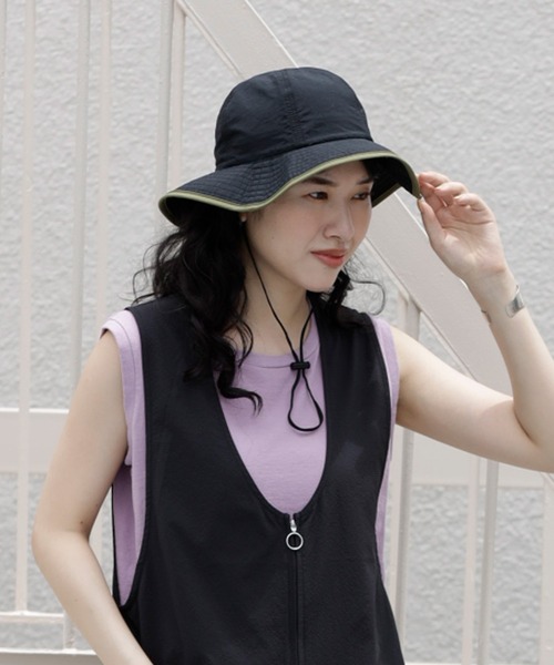 ARCH & LINE(アーチアンドライン)の「《環境配慮素材》UVCUT NYLON PIPING HAT 紫外線カット 撥水 接触冷感(キャップ・キッズ・ブラック/カーキ/オフホワイト・54/57/60/48)」の22枚目の写真