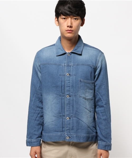 SEVENDAYS=SUNDAY（セブンデイズサンデイ）の「リラックスデニム　Ｇジャン（ブルゾン・メンズ・インディゴブルー/ブラック・MEDIUM/SMALL/LARGE）」の4枚目の写真