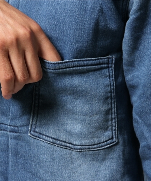 SEVENDAYS=SUNDAY（セブンデイズサンデイ）の「リラックスデニム　Ｇジャン（ブルゾン・メンズ・インディゴブルー/ブラック・MEDIUM/SMALL/LARGE）」の12枚目の写真