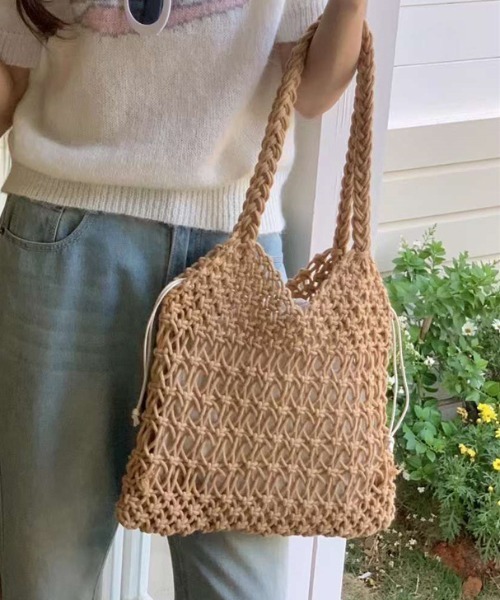 FREE STYLISTS(フリー スタイリスト)の「YUGA_YGMC Macrame totebag(トートバッグ・レディース・ホワイト/ベージュ/イエロー/ラベンダー/ブラック・FREE)」の3枚目の写真