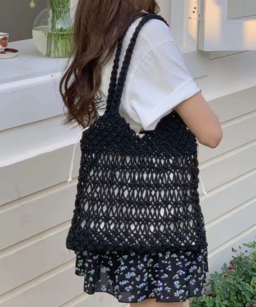FREE STYLISTS(フリー スタイリスト)の「YUGA_YGMC Macrame totebag(トートバッグ・レディース・ホワイト/ベージュ/イエロー/ラベンダー/ブラック・FREE)」の1枚目の写真