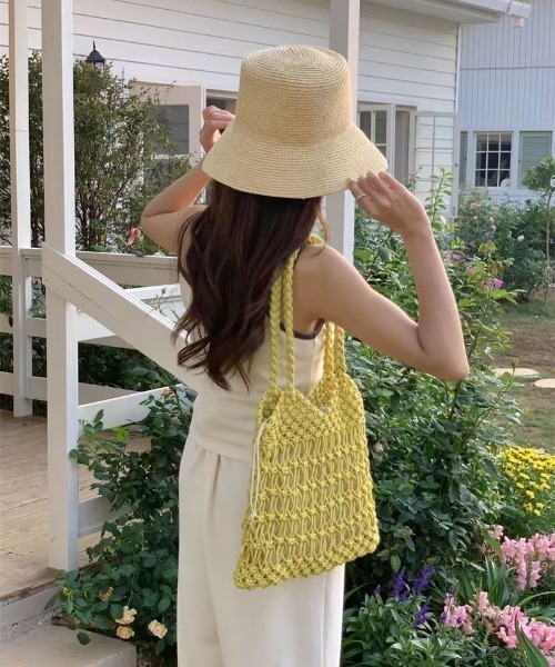 FREE STYLISTS(フリー スタイリスト)の「YUGA_YGMC Macrame totebag(トートバッグ・レディース・ホワイト/ベージュ/イエロー/ラベンダー/ブラック・FREE)」の11枚目の写真