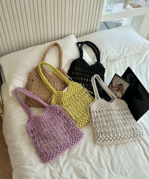 FREE STYLISTS(フリー スタイリスト)の「YUGA_YGMC Macrame totebag(トートバッグ・レディース・ホワイト/ベージュ/イエロー/ラベンダー/ブラック・FREE)」の13枚目の写真