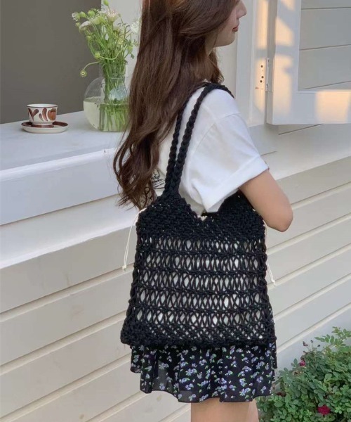 FREE STYLISTS(フリー スタイリスト)の「YUGA_YGMC Macrame totebag(トートバッグ・レディース・ホワイト/ベージュ/イエロー/ラベンダー/ブラック・FREE)」の9枚目の写真