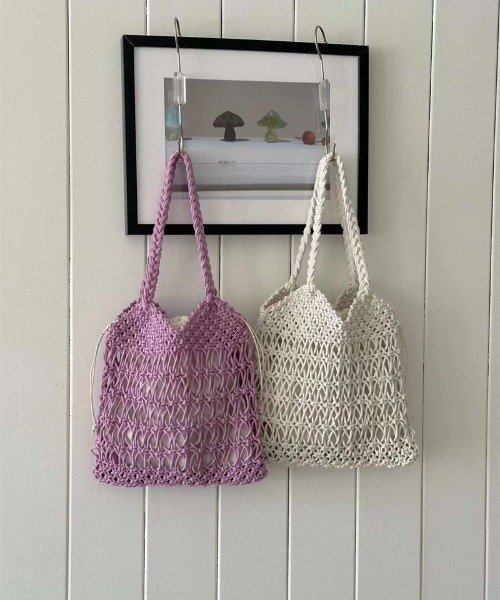 FREE STYLISTS(フリー スタイリスト)の「YUGA_YGMC Macrame totebag(トートバッグ・レディース・ホワイト/ベージュ/イエロー/ラベンダー/ブラック・FREE)」の17枚目の写真