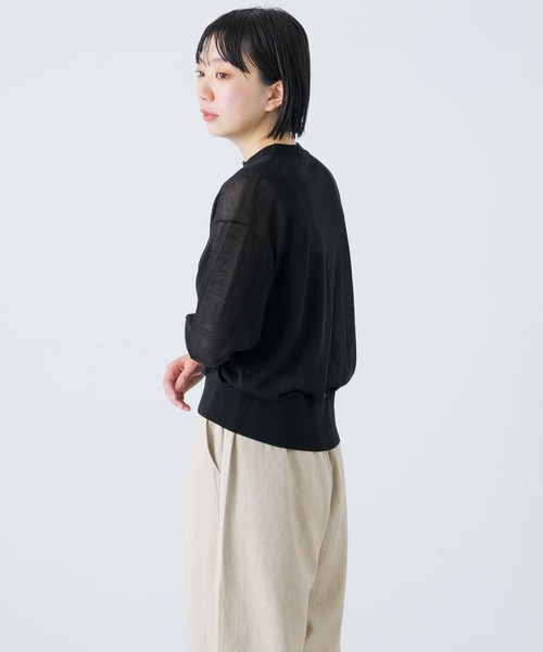 かぐれ（カグレ）の「コットンシルクシアーニットプルオーバー（ニット/セーター・レディース・ネイビー/ブラック・FREE）」の9枚目の写真