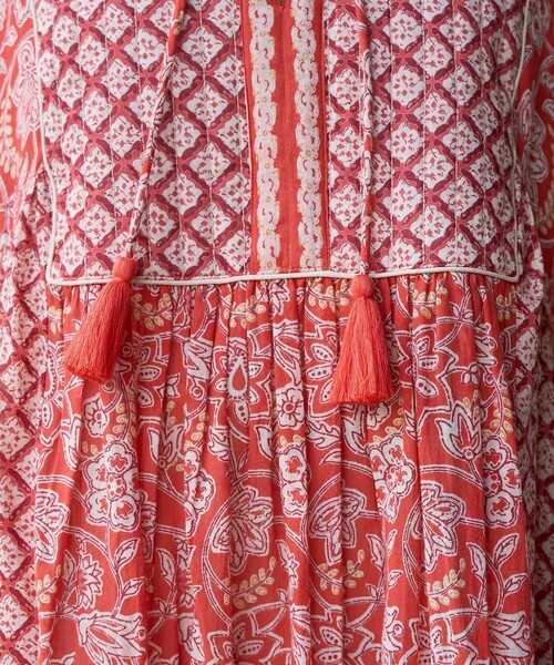 coen(コーエン)の「MARKET(マーケット)サラサプリントカフタンワンピース(ワンピース・レディース・イエロー/オレンジ/ケリーグリーン・FREE)」の11枚目の写真