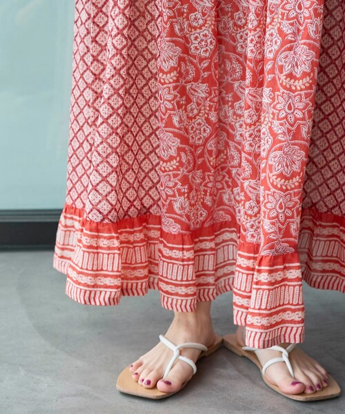 coen(コーエン)の「MARKET(マーケット)サラサプリントカフタンワンピース(ワンピース・レディース・イエロー/オレンジ/ケリーグリーン・FREE)」の12枚目の写真