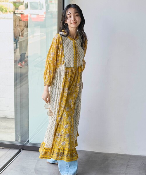 coen(コーエン)の「MARKET(マーケット)サラサプリントカフタンワンピース(ワンピース・レディース・イエロー/オレンジ/ケリーグリーン・FREE)」の17枚目の写真