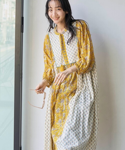 coen(コーエン)の「MARKET(マーケット)サラサプリントカフタンワンピース(ワンピース・レディース・イエロー/オレンジ/ケリーグリーン・FREE)」の20枚目の写真