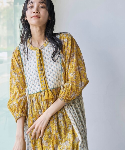 coen(コーエン)の「MARKET(マーケット)サラサプリントカフタンワンピース(ワンピース・レディース・イエロー/オレンジ/ケリーグリーン・FREE)」の21枚目の写真