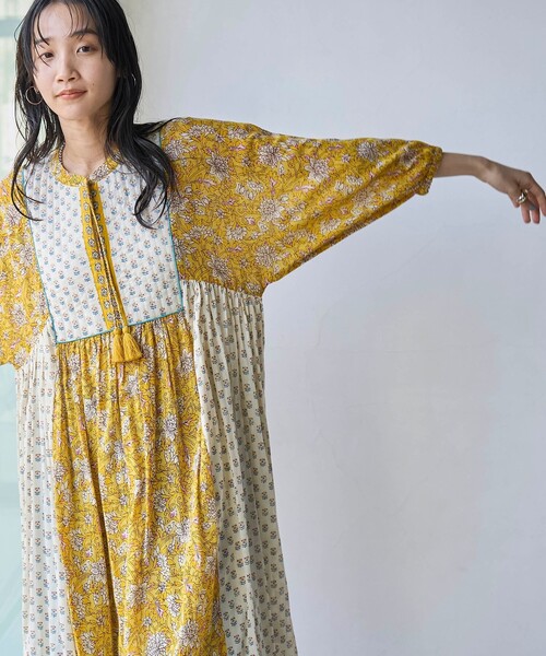 coen(コーエン)の「MARKET(マーケット)サラサプリントカフタンワンピース(ワンピース・レディース・イエロー/オレンジ/ケリーグリーン・FREE)」の22枚目の写真