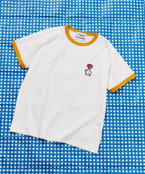 FREAK'S STORE(フリークスストア)の「matsui×FREAK'S STORE/マツイ×フリークスストア 別注 「Pixel&dog1」 ワンポイント クルーネック半袖 ハートリンガーTシャツ(Tシャツ/カットソー・レディース・ブルー/レッド/イエロー・フリ-)」の2枚目の写真