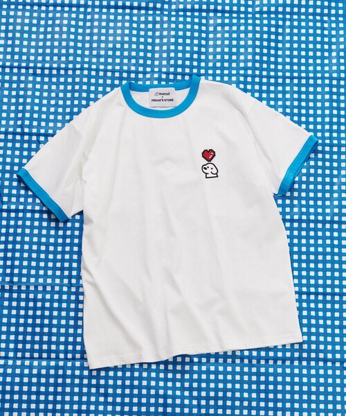 FREAK'S STORE(フリークスストア)の「matsui×FREAK'S STORE/マツイ×フリークスストア 別注 「Pixel&dog1」 ワンポイント クルーネック半袖 ハートリンガーTシャツ(Tシャツ/カットソー・レディース・ブルー/レッド/イエロー・フリ-)」の1枚目の写真