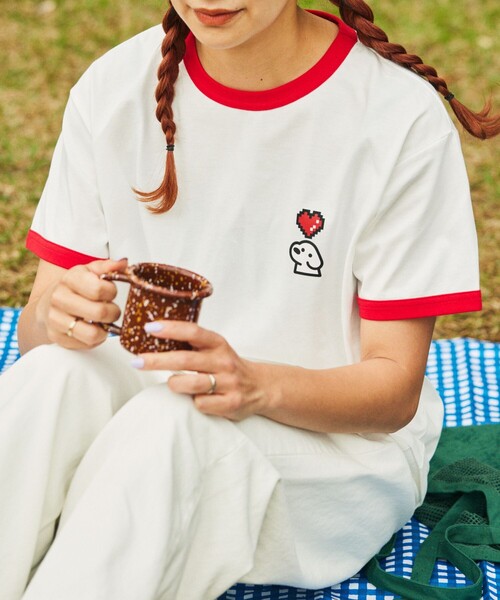 FREAK'S STORE(フリークスストア)の「matsui×FREAK'S STORE/マツイ×フリークスストア 別注 「Pixel&dog1」 ワンポイント クルーネック半袖 ハートリンガーTシャツ(Tシャツ/カットソー・レディース・ブルー/レッド/イエロー・フリ-)」の4枚目の写真