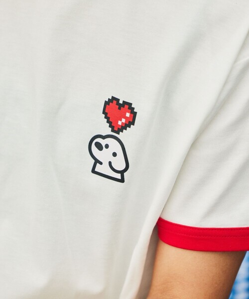 FREAK'S STORE(フリークスストア)の「matsui×FREAK'S STORE/マツイ×フリークスストア 別注 「Pixel&dog1」 ワンポイント クルーネック半袖 ハートリンガーTシャツ(Tシャツ/カットソー・レディース・ブルー/レッド/イエロー・フリ-)」の5枚目の写真