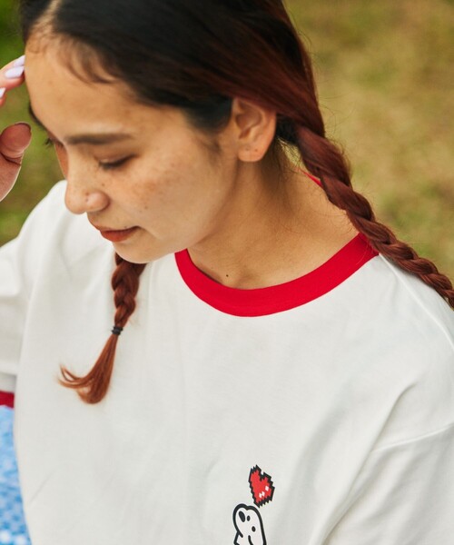 FREAK'S STORE(フリークスストア)の「matsui×FREAK'S STORE/マツイ×フリークスストア 別注 「Pixel&dog1」 ワンポイント クルーネック半袖 ハートリンガーTシャツ(Tシャツ/カットソー・レディース・ブルー/レッド/イエロー・フリ-)」の9枚目の写真