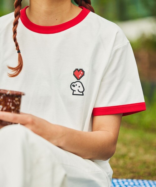 FREAK'S STORE(フリークスストア)の「matsui×FREAK'S STORE/マツイ×フリークスストア 別注 「Pixel&dog1」 ワンポイント クルーネック半袖 ハートリンガーTシャツ(Tシャツ/カットソー・レディース・ブルー/レッド/イエロー・フリ-)」の11枚目の写真
