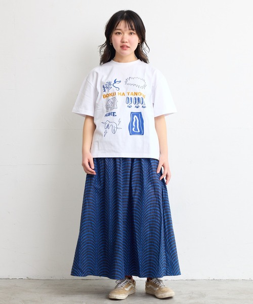 BOKU HA TANOSII(ボク ハ タノシイ)の「【BOKU HA TANOSII】別注ラクガキ柄Tシャツ/おとな(Tシャツ/カットソー・レディース・ホワイト/ブルー・160cm)」の7枚目の写真