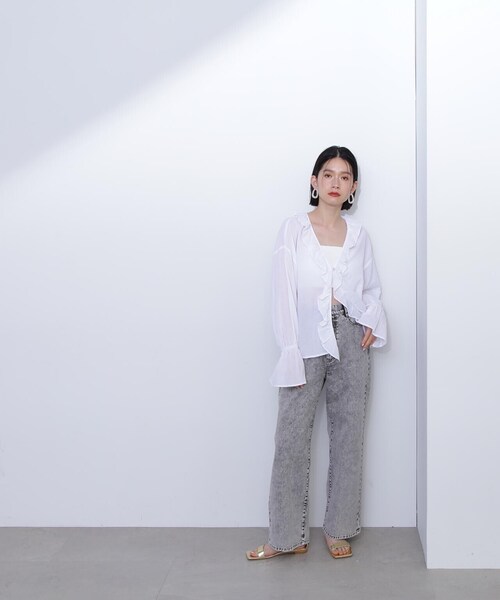 N.(N. Natural Beauty Basic)(エヌエヌナチュラルビューティーベーシック)の「ラッフル付き羽織ブラウス(シャツ/ブラウス・レディース・ホワイト/ピンク・MEDIUM)」の8枚目の写真