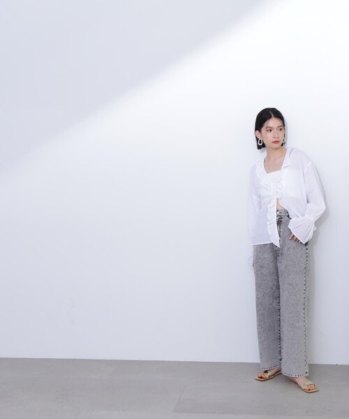 N.(N. Natural Beauty Basic)(エヌエヌナチュラルビューティーベーシック)の「ラッフル付き羽織ブラウス(シャツ/ブラウス・レディース・ホワイト/ピンク・MEDIUM)」の9枚目の写真