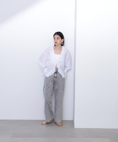 N.(N. Natural Beauty Basic)(エヌエヌナチュラルビューティーベーシック)の「ラッフル付き羽織ブラウス(シャツ/ブラウス・レディース・ホワイト/ピンク・MEDIUM)」の10枚目の写真