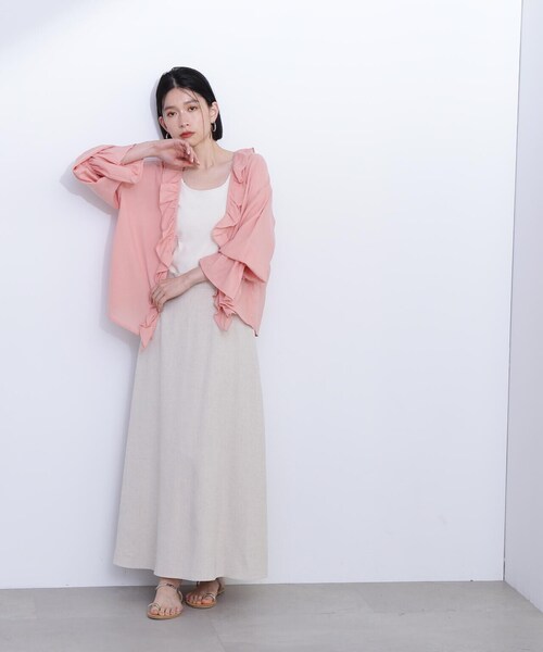 N.(N. Natural Beauty Basic)(エヌエヌナチュラルビューティーベーシック)の「ラッフル付き羽織ブラウス(シャツ/ブラウス・レディース・ホワイト/ピンク・MEDIUM)」の21枚目の写真