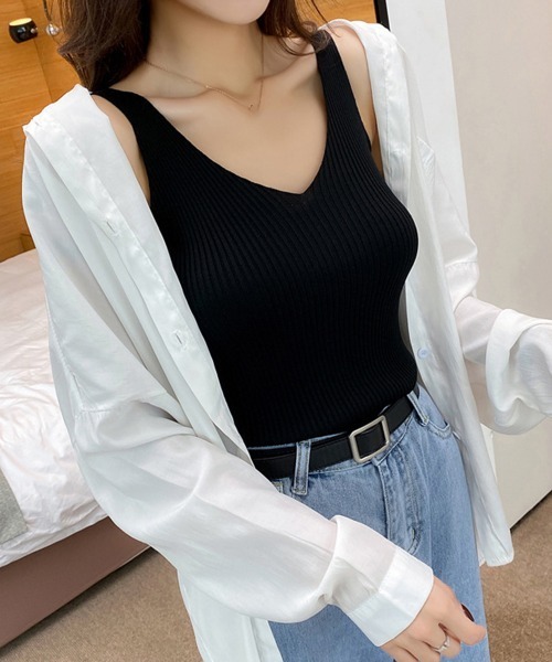 Miniministore(ミニミニストア)の「タンクトップ Vネック サマーニット(タンクトップ・レディース・モカ/ホワイト/ブラック・FREE)」の16枚目の写真