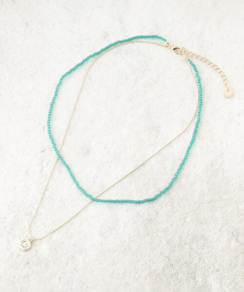 OPAQUE.CLIP（オペークドットクリップ）の「◆2連ビーズネックレス（ネックレス・レディース・ホワイト/ダークグリーン/オレンジ・00）」の3枚目の写真