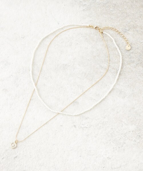 OPAQUE.CLIP（オペークドットクリップ）の「◆2連ビーズネックレス（ネックレス・レディース・ホワイト/ダークグリーン/オレンジ・00）」の4枚目の写真