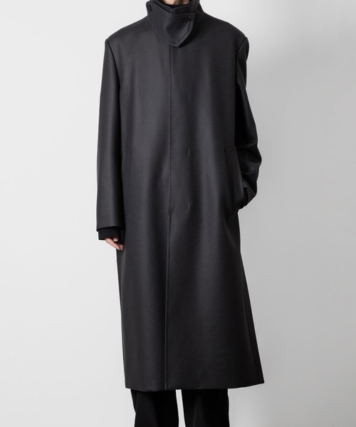 VEIN WO DOUBLE MELTON MAXI COAT - BLACK