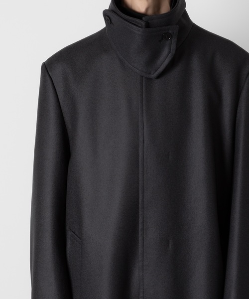 VEIN WO DOUBLE MELTON MAXI COAT - BLACK