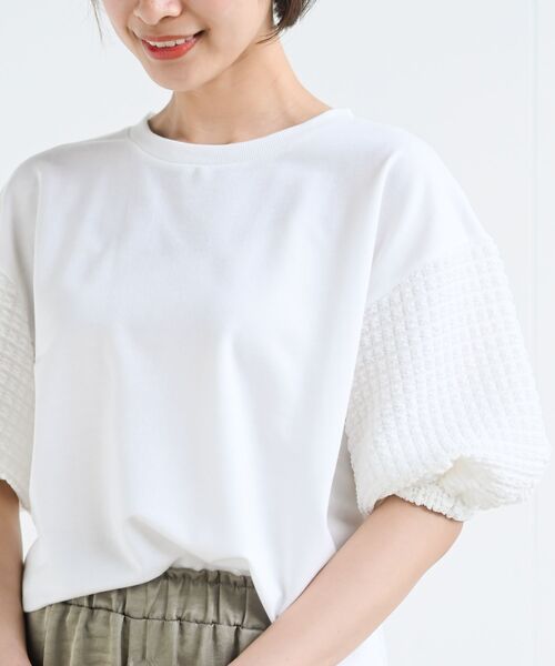 rps(アールピーエス)の「ポコポコスリーブ切替5分袖プルオーバー(Tシャツ/カットソー・レディース・オフホワイト/ホワイト系その他2・フリー)」の16枚目の写真