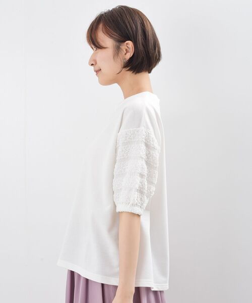 rps(アールピーエス)の「ポコポコスリーブ切替5分袖プルオーバー(Tシャツ/カットソー・レディース・オフホワイト/ホワイト系その他2・フリー)」の4枚目の写真