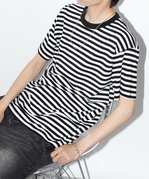 【SETUP7】半袖 オーバーサイズハーフスリーブボーダーTシャツ  SCCH364