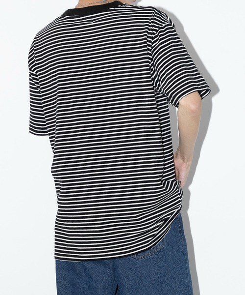 SETUP7(セットアップセブン)の「【SETUP7】半袖 オーバーサイズハーフスリーブボーダーTシャツ SCCH364(Tシャツ/カットソー・メンズ・ホワイト/ブラック/ブラック系その他2・L/XL)」の4枚目の写真