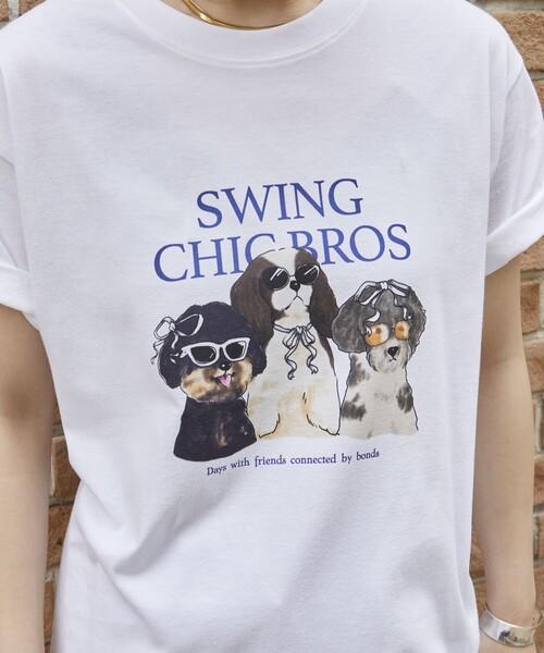 Firsthand（ファーストハンド）の「Firsthand/ファーストハンド オーガニックコットンアニマルプリントTシャツ / フロントデザインTシャツ / 半袖TEE（Tシャツ/カットソー・レディース・ホワイト/その他/グレー・ONE SIZE）」の4枚目の写真