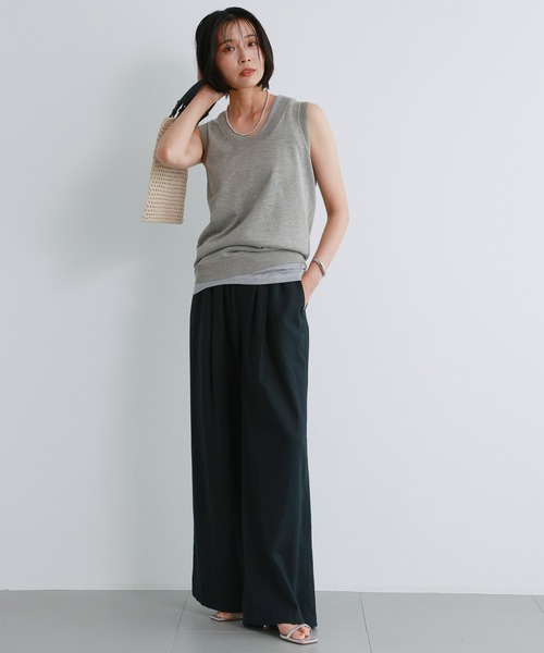 BARNYARDSTORM(バンヤードストーム)の「BARNYARDSTORM / ライトニットタンクトップ(ニット/セーター・レディース・グレイッシュベージュ/チャコール・FREE)」の21枚目の写真