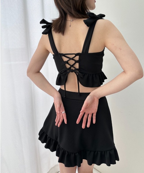 【AGENT PROVOCATEUR】レースアップ リブ編み スイムウェア WOMEN'S PRIME BIB SHORTS DKNVY S(S ダークネイビー): アパレル